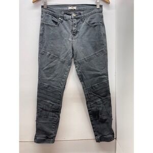 Silence + Noise Women Faded Black Moto Skinny Jeans Ribbed Knee‎ Zip Ankle 29